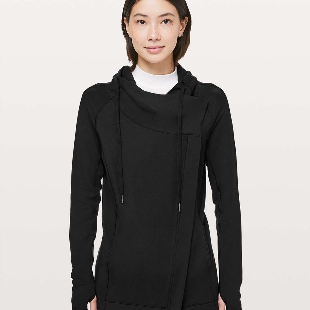 lululemon athletica Black Asymmetric Hooded Pullover Sweatshirt